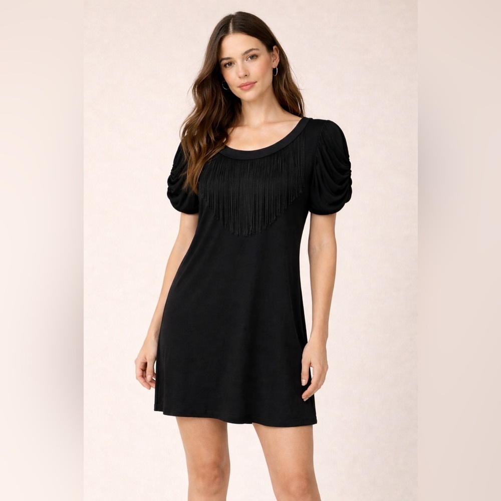 Gail Sorronda Black Fringe dress size xs